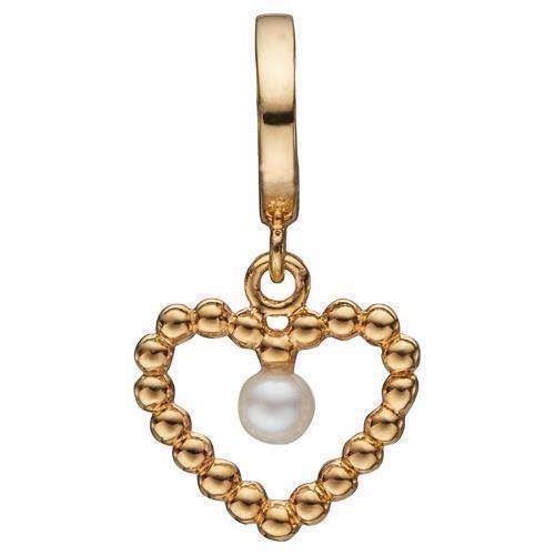 Image of Christina Collect 925 sterling sølv Buble Pearl Love forgyldte sølv kugle hjerte med hvid ferskvands perle, model 610-G59